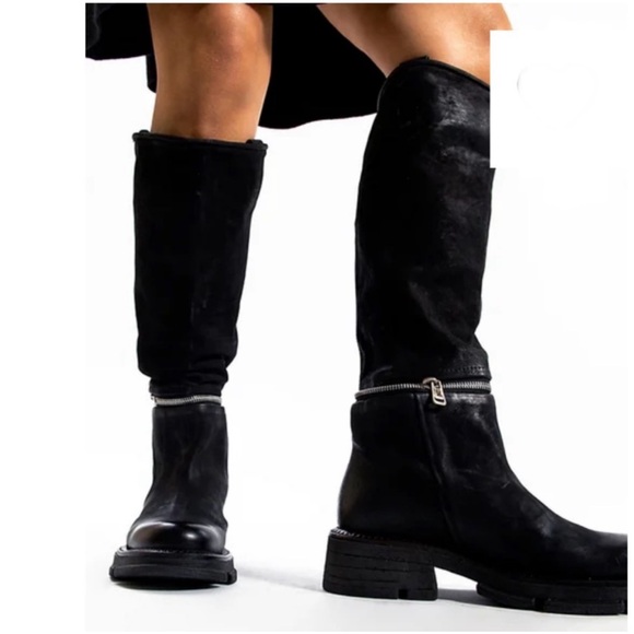 A.S 98 Black Knee-High Boots with Zipper size 5.5 -6 US